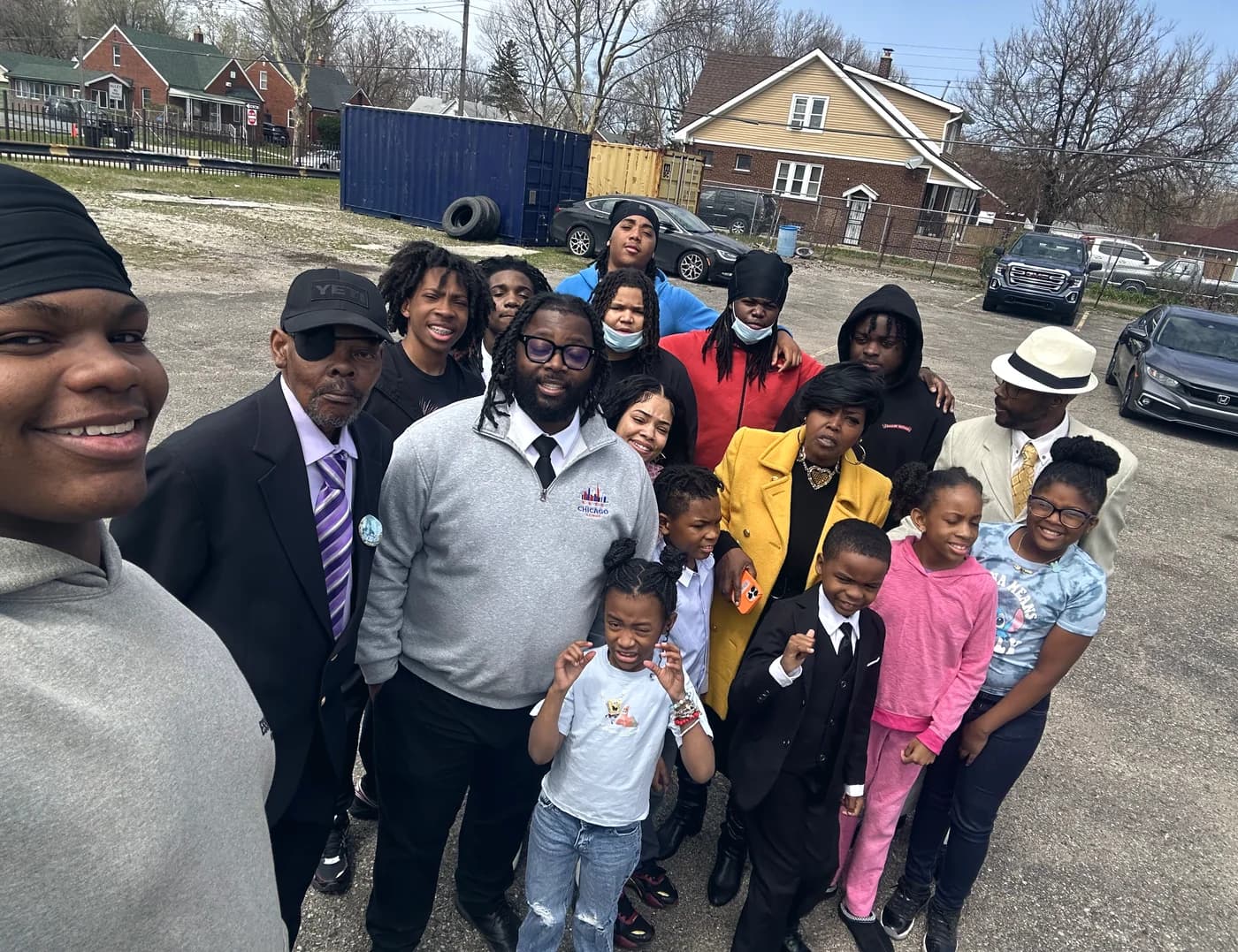 Bobby Christian with families at a community gathering
