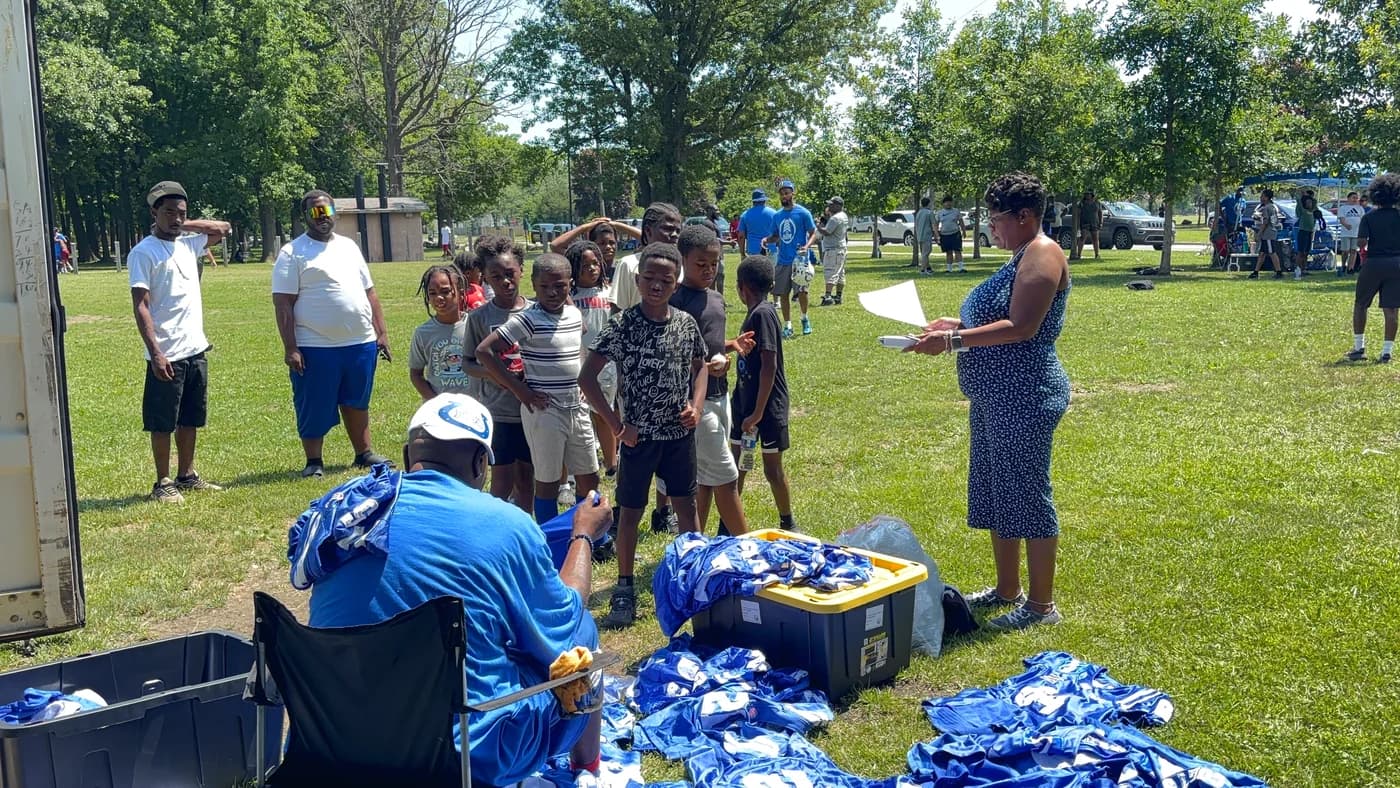 Handing out gear